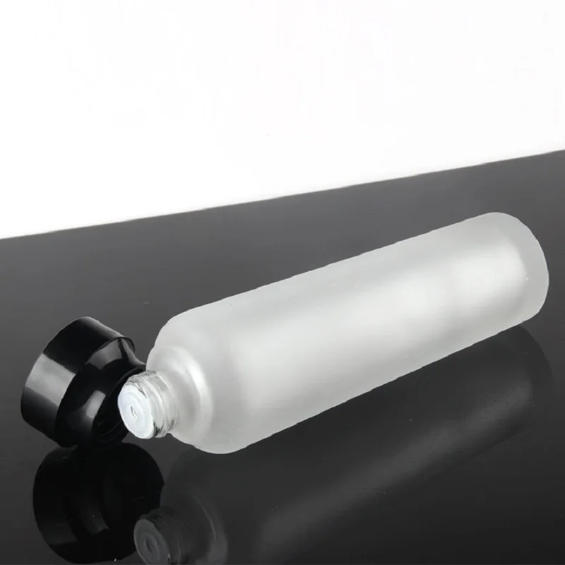 120ml frosted glass bottle black lid plastic stopper serum/lotion/emulsion/foundation recovery skin care cosmetic packing