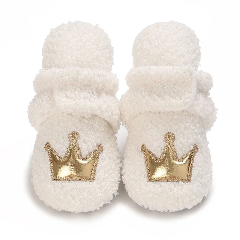 0-1 year old warm baby cotton boots winter thick plush baby snow boots cute casual soft soled casual walking shoes