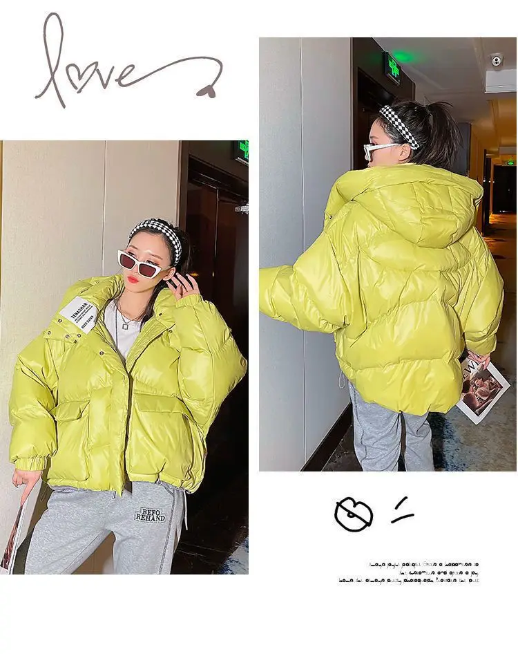 Winter Fashion Women's Down Jacket Loose Commuting Windproof Hooded Waterproof Down Jacket