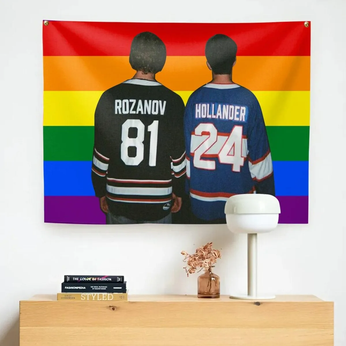 Shane & Ilya LGBT Flag Tapestry Hollannov Hockey Romance Queer Love Fan Art Wall Hanging Bedroom Room Decor