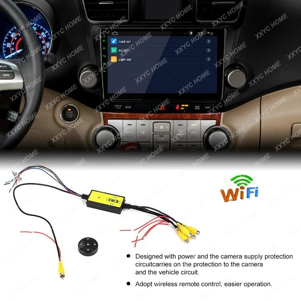 4To1 Car Panoramic 360 Camera Video Reversing Switch Box Car Blind Spot Camera Video Switch Box Wireless Remote Control