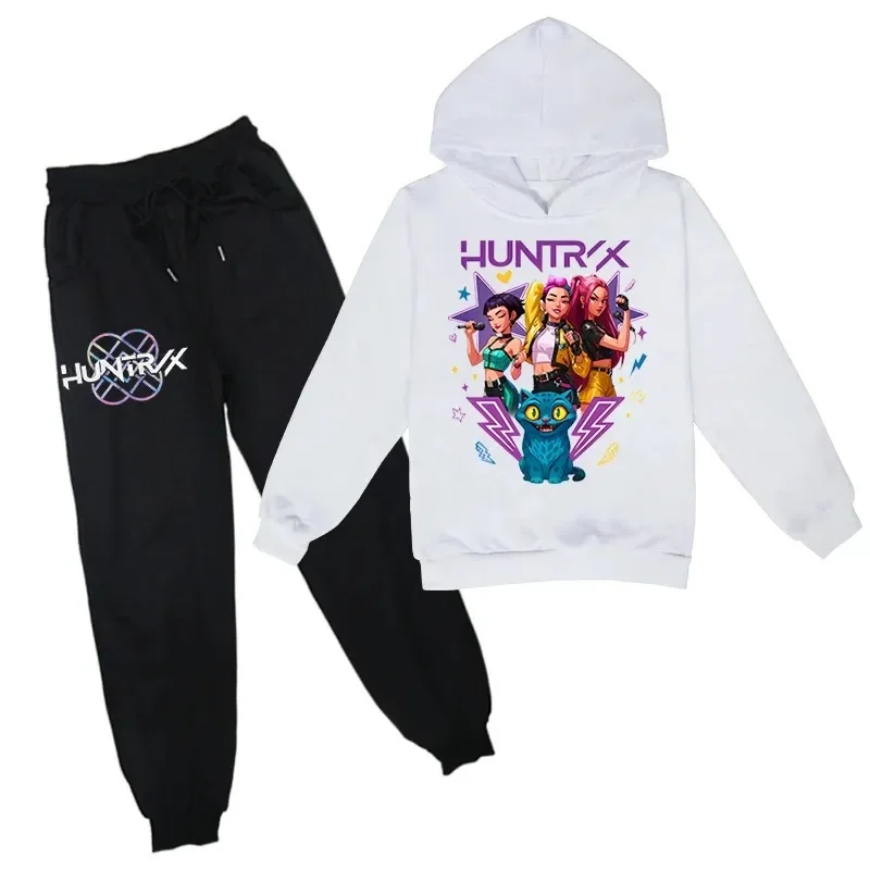 KPop شيطان الصيادين الاطفال هوديي بنطلون مجموعة موضة البلوز مقنعين ملابس الأطفال السراويل 2 قطعة دعوى للبنين والبنات #3