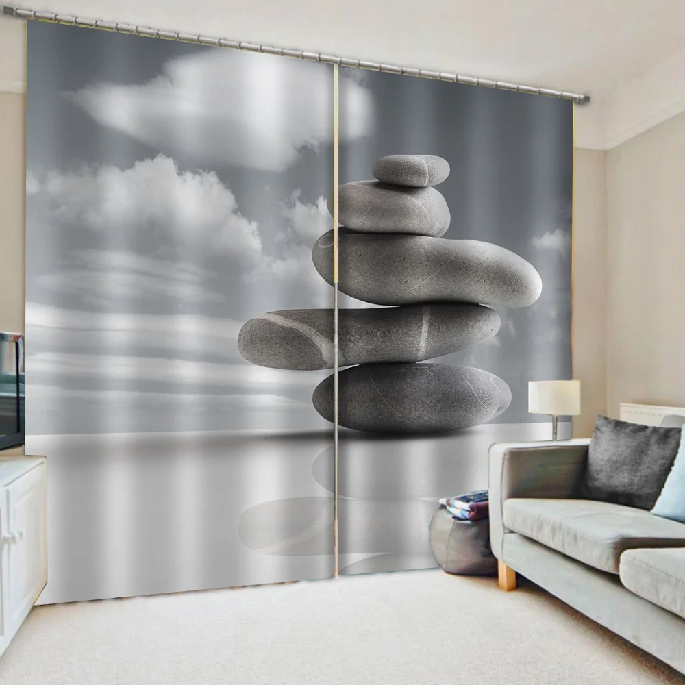 Custom Grey curtain stone curtains 3D Blackout Curtains For Living room Bedding room Drapes Cotinas para sala