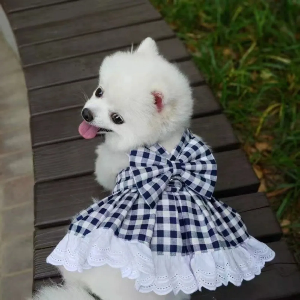 Pet Supplies Soft Pet Summer Clothes Breathable Fashion Cat Plaid Skirt Thin Design Dog Princess Skirt Spring