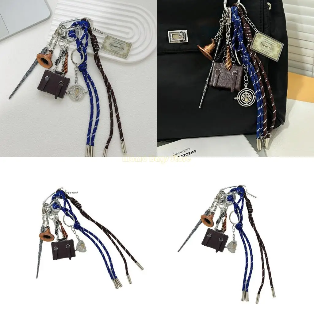 

X90D Magics Hat Keychain Bag Charm Braided Rope Keyrings Pendant Handbag Accessories