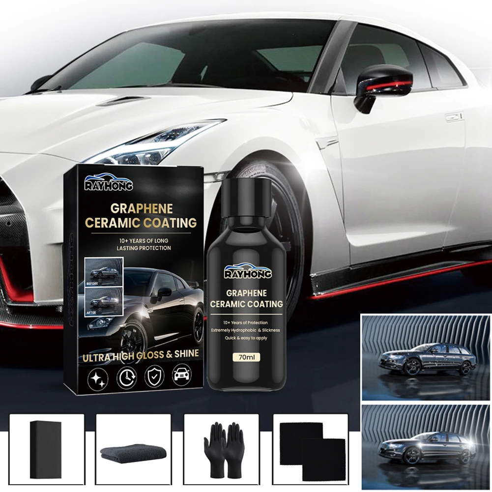 Revestimento cerâmico impermeável para detalhamento do carro, tecnologia avançada, revestimento cerâmico nano, polonês chapeado vidro de grafeno, 70ml