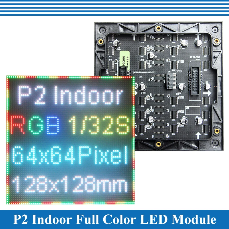 Moduł panelu ekranu LED P2 128 * 128 mm 64 * 64 piksele 1/32 Skanowanie wewnętrzne 3w1 SMD Pełnokolorowy moduł panelu wyświetlacza LED P2