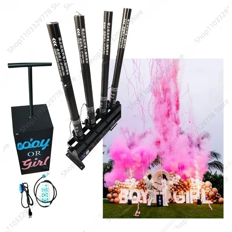 Made Paper Electronic Four-Head Confetti Powder Cannon Outdoor Wedding Party Shooter Remote Control Wedding Gender Reveal