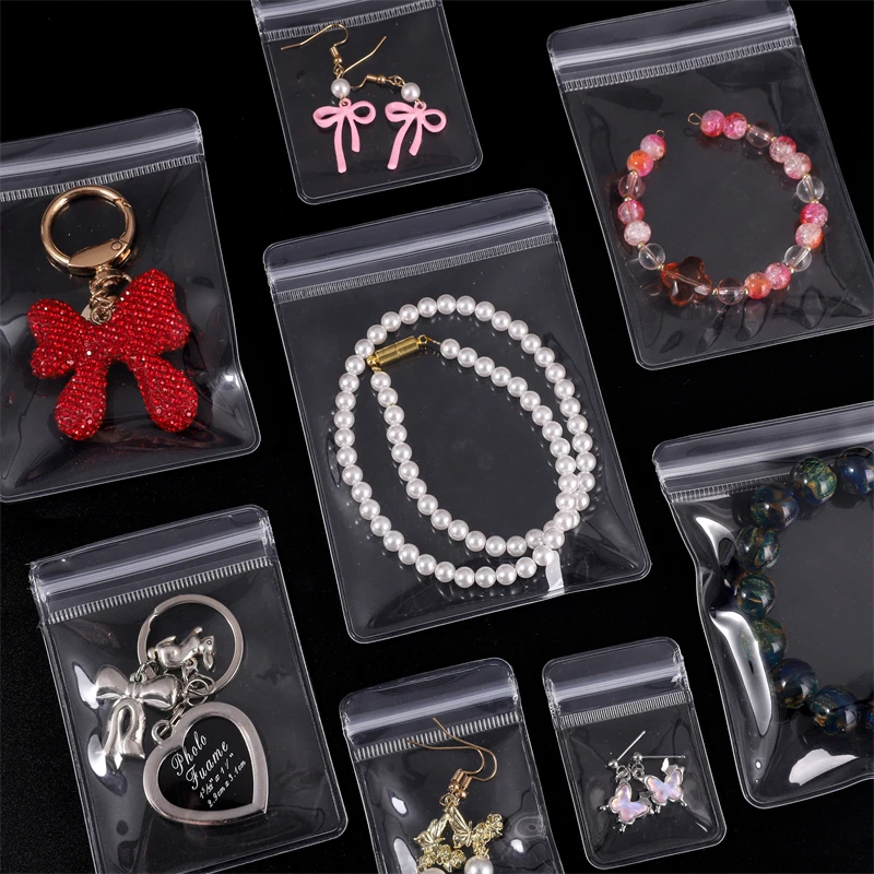 10Pcs/bag Multi Size Reusable EVA Transparent Self Sealing Bag For Small Beads Charms Pendants DIY Jewelry Handicraft Storage