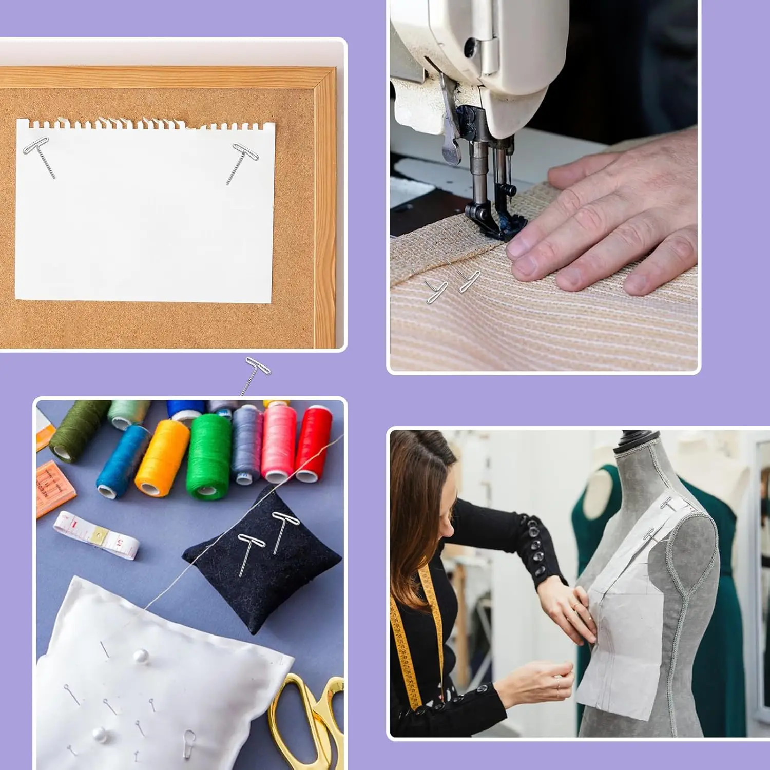 MIUSIE 120 قطعة T دبابيس الخياطة للشعر المستعار حجب الحياكة وصنع الشعر المستعار ودبابيس الرأس المصنوعة من الفولاذ المقاوم للصدأ للخياطة #6