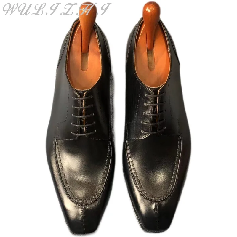 Men's Wedding Shoes Genuine Leather Formal Banquet Cowhide Shoes Young Business Comfortable Derby Shoes Lace Up Office Shoe