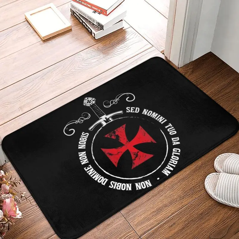 Knights Templar Crusader Emblem Sword Symbol Doormat Non-Slip Entrance Bath Kitchen Door Floor Mats Garden Rug Carpet Footpad