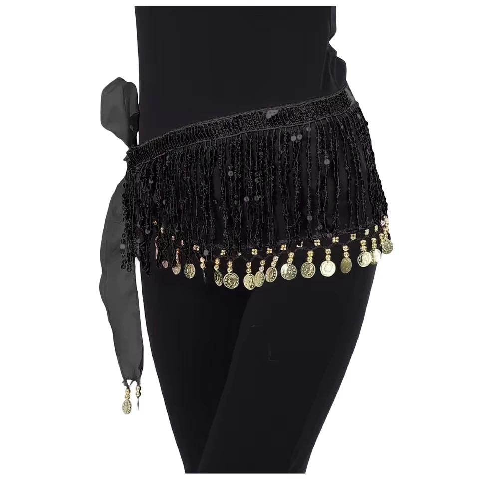 

Women Belly Dance Scarf Skirt Sweet Belly Dance Carnival Performance Bling Sequins Skirts Female Lace Up Strap Waist Skirts