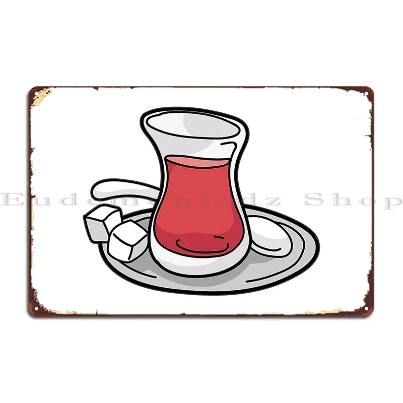 Turkish Cay Tea Teabag Gift Cup Metal Plaque Poster Rusty Garage Bar Customized Bar Tin Sign Poster