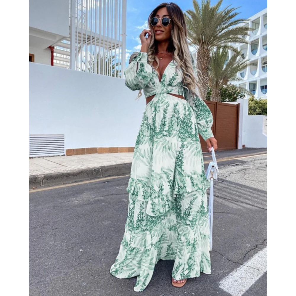 new-val-women's-beach-dress-printed-ruffle-swimsuit-r-casual-sporty-polyester-scarf-kh664398-spring-autumn-seasons