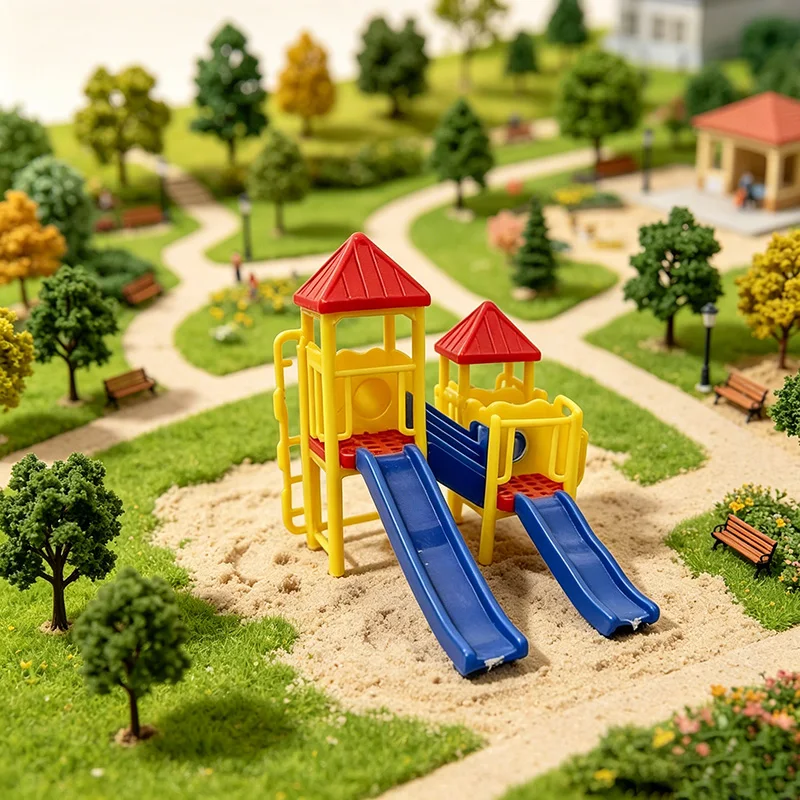 Zufällige Farbe 1 Stück Simulations-Mini-Rutsche Modell DIY Bausatz Sandtisch Spielplatz Szenerie Materialien Maßstab 1/75 1/150 Diorama-Sets – Detail 1