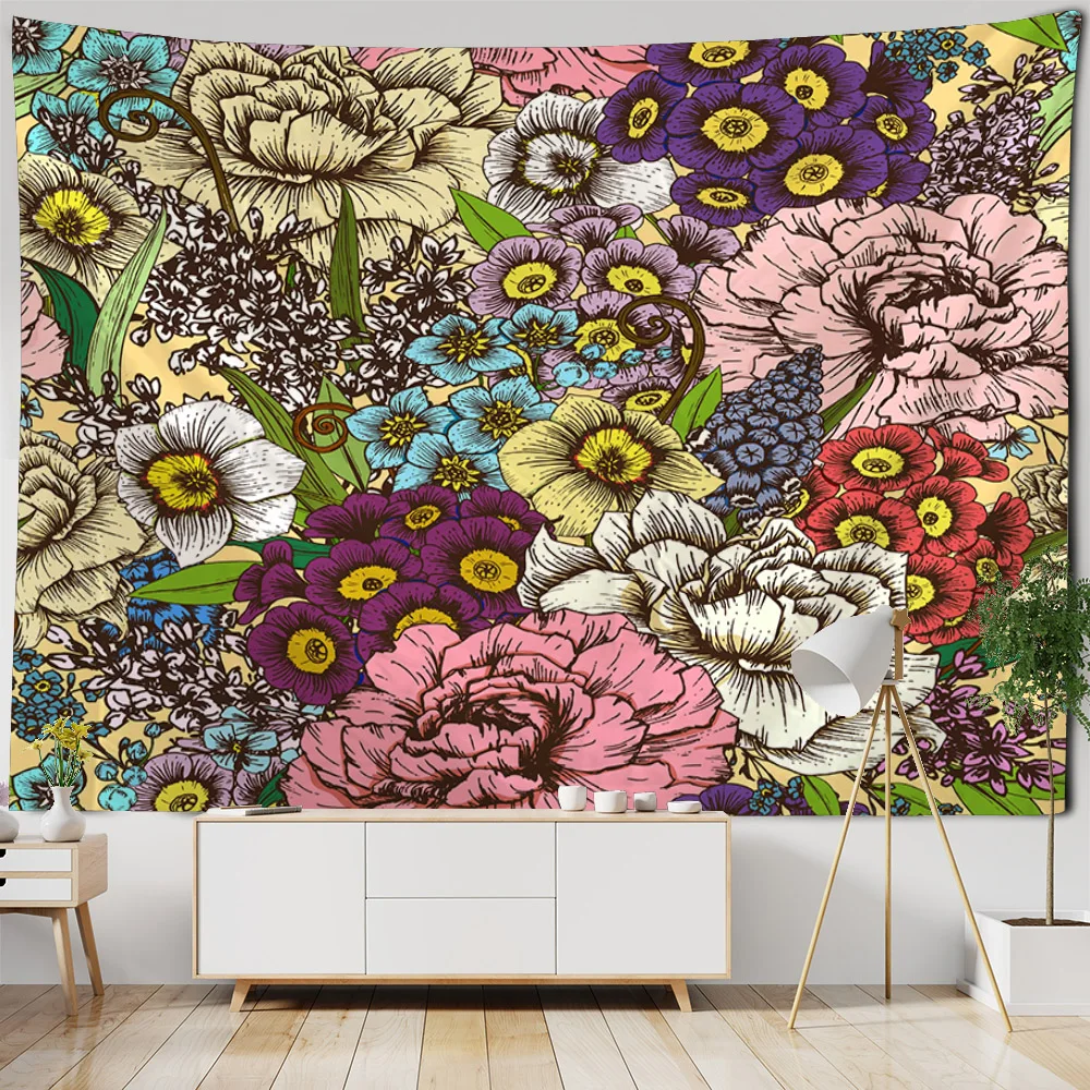 

Retro floral print tapestry wall hanging aesthetic bedroom decoration Bohemian hippie art room decoration yoga blanket bed sheet