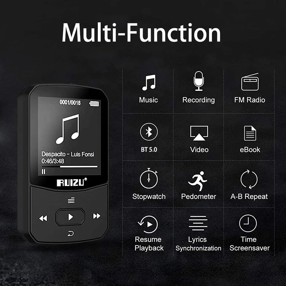 Imagem -06 - Sports Bluetooth Mp3 Player Backclip Portátil Mini Música Suporte fm Gravador Mp4 Video Player 2.4 Screen X52