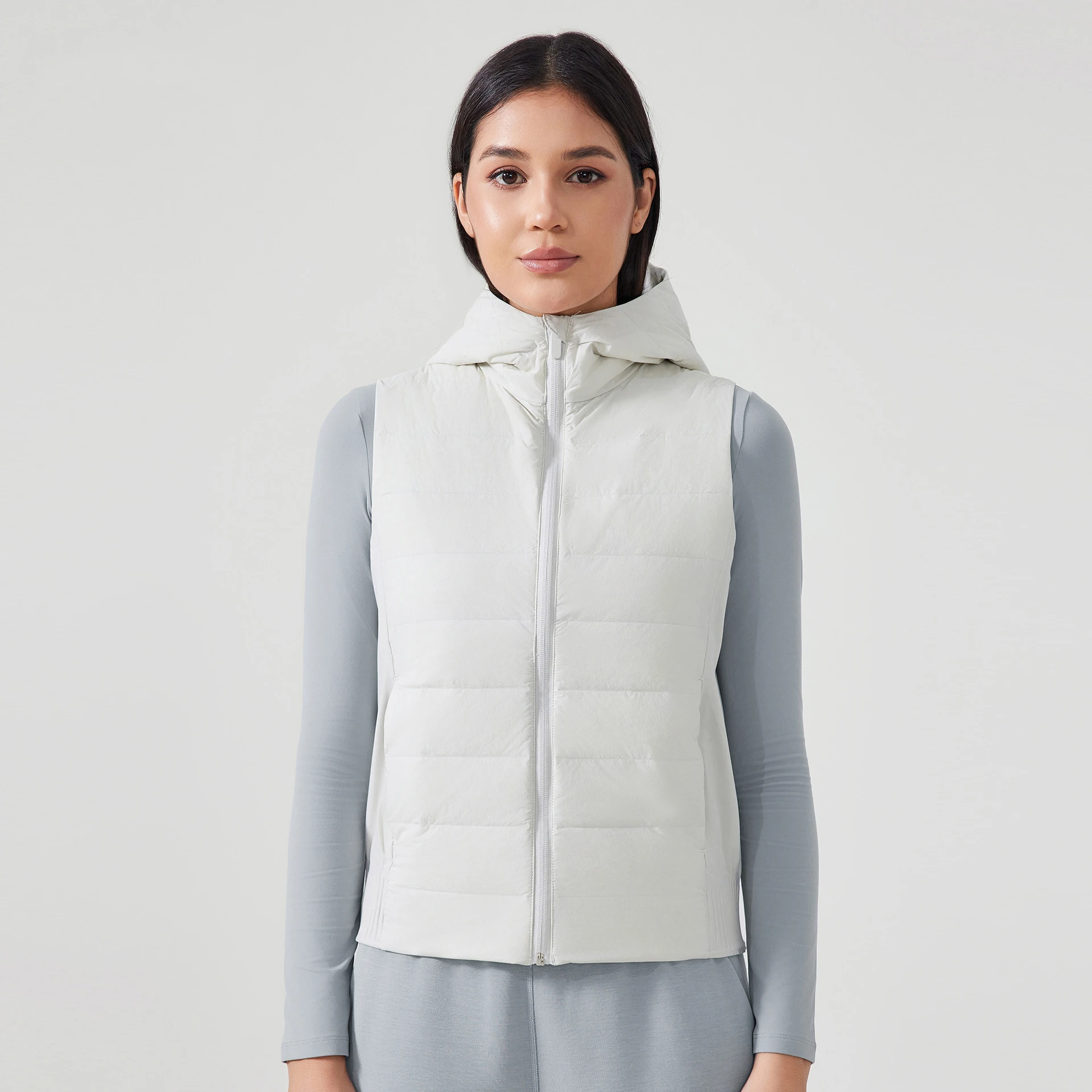 

Mermaid Curve Hooded Down Jacket Vest Lightweight Slim-fit Fashionable All-match Shoulder Ware Sports Jacket for Women