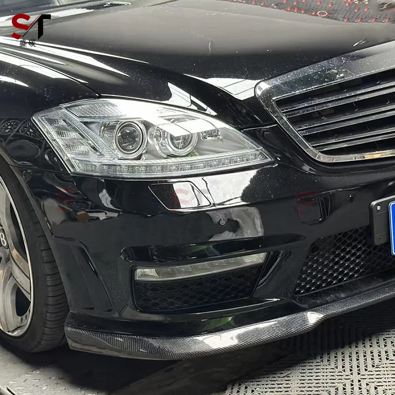 مناسبة لمرسيدس بنز S-Class W221 ألياف الكربون الجبهة الشفاه الجافة الكربون الجبهة مجرفة الذقن سيارة الناشر تعديل طقم الجسم