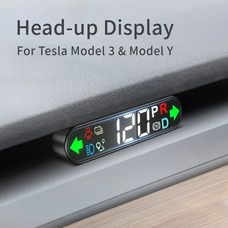 

Tesla Model 3 & Model Y Head-up Display Embedded Design LED HUD Display Real-time Speed, Car Gear, Turn Signal