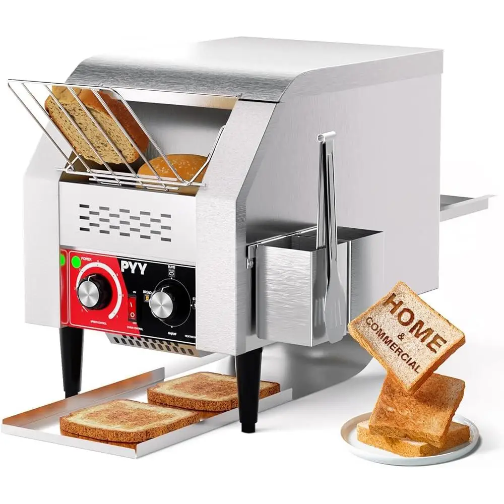 Commercial Conveyor Toaster 150 Slices Per Hour Heavy Duty Stainless Steel Bakery Toasting Machine with Adjustable Speed and