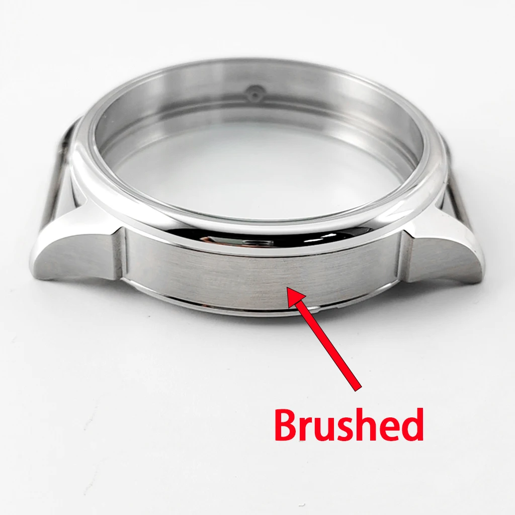 Brushed 42mm Silver Watch Case Solid Stainless Steel For ETA 6498 6497 Sea Gull ST3600 Movement Watches Accessories Parts