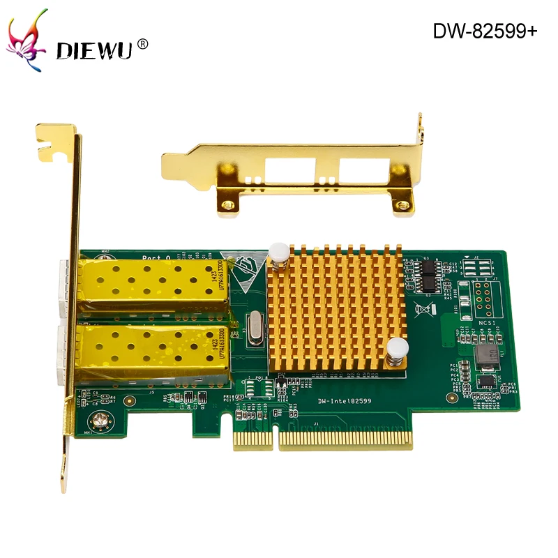 High Speed 10000Mbps 2 Ports Fiber Optical Lan Card, PCI Express X2 Bus Type, SFP Slot Network Adapter