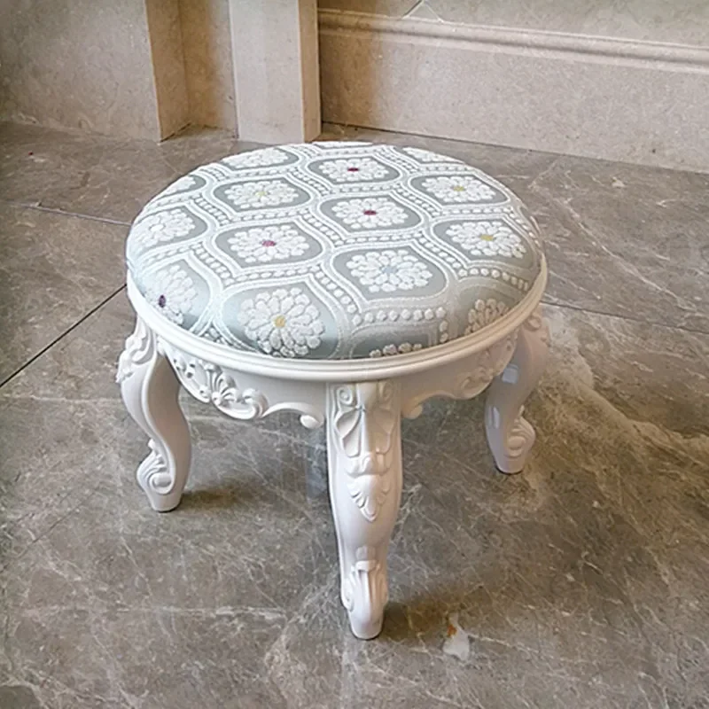 %%Retro Fabric Dressing Chair, Child Round Stool, Dressing Seat, Home Furniture