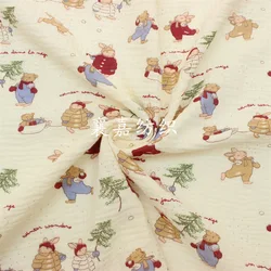Double Layer Cotton Crepe Gauze, Cartoon Animal Printed Fabric, Baby Fabric Material for Clothes