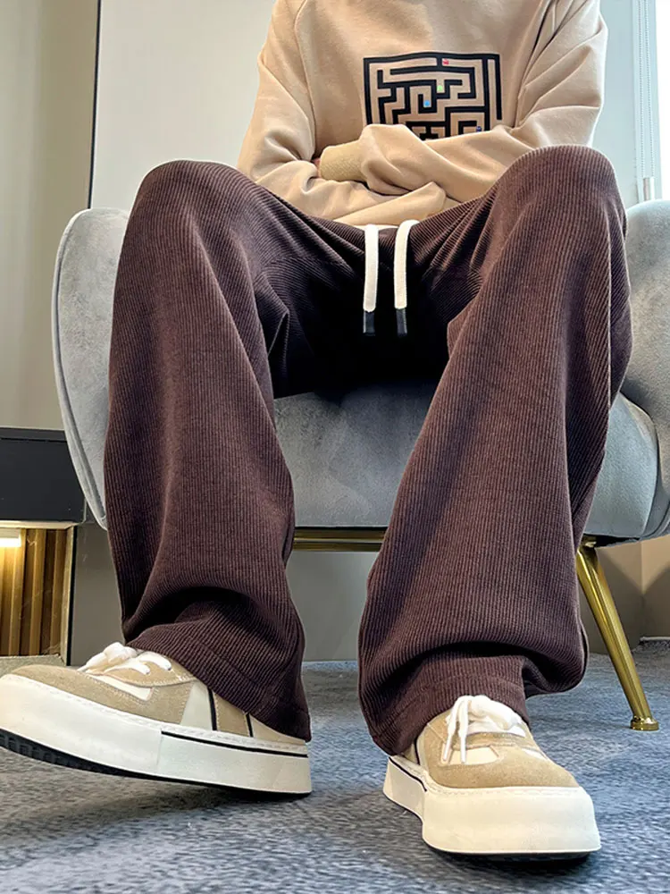 Corduroy Wide Leg Pants Men's Autumn Faion Straight Loose Sports Trousers High Street Casual Pants Youth Vitali Sle