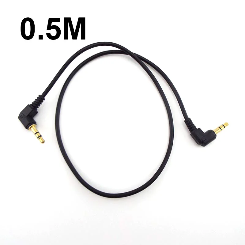 1/2/5PCS 0.5M 1M Audio Cable 3.5mm Male to Male 90 Degree Angle Car AUX Speaker Stereo MP4 MP5 Audio Line Cord PVC D2