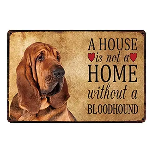 1pcs,Everett Goodman Home Decor - Vintage Plaque A House is Not A Home Without A Bloodhound. Metal Tin Sign Wall Poster Wall