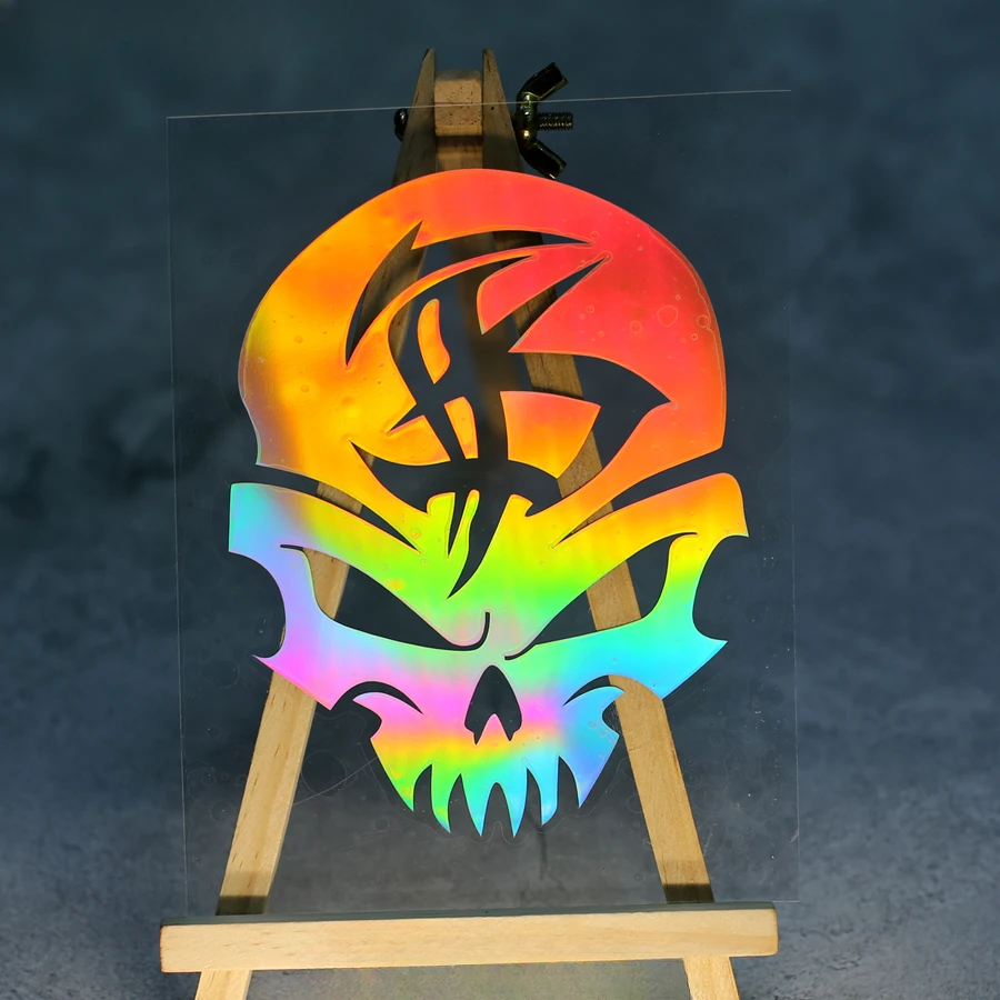 قطعة واحدة من ملصقات نمط الجمجمة الصفراء المقاومة للماء من الفينيل لديكور السيارة والدراجات النارية