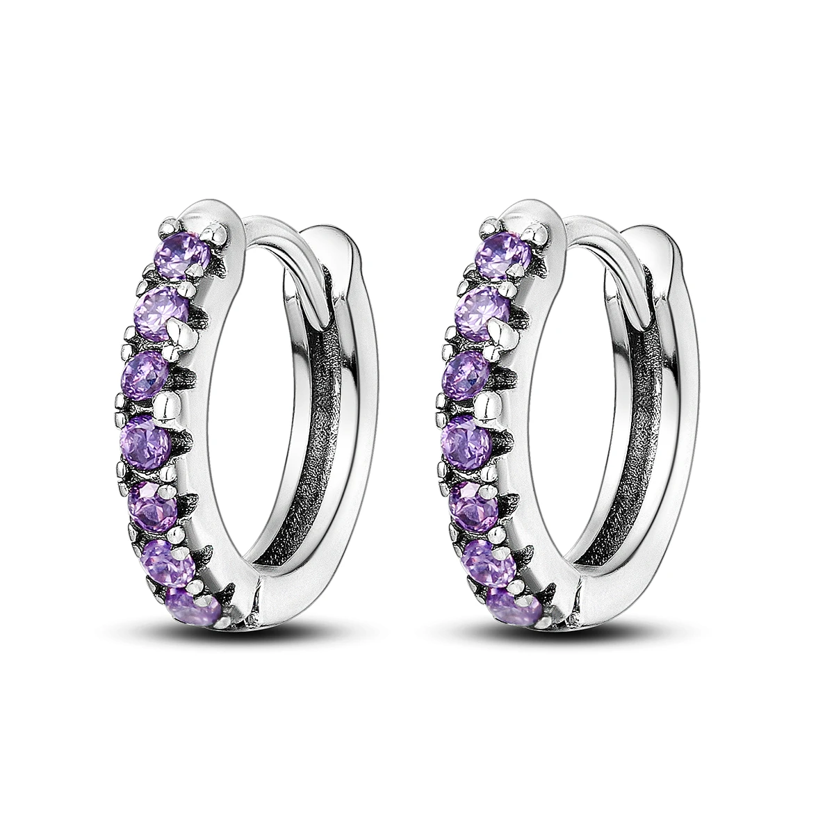 Hot 925 Sterling Silver Minimalist Temperament Series Jewelry Purple Zircon Hoop Earrings For Women Jewelry Gifts Accessories