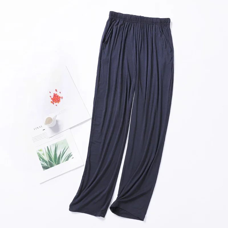 Nuevos pantalones modales para hombre, pantalones de casa de sección delgada para primavera y verano, pantalones de casa de talla grande para