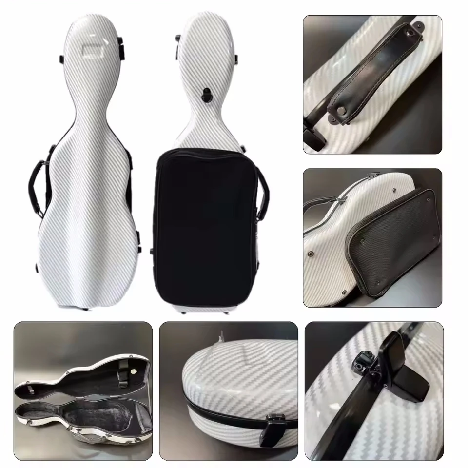 4/4 3/4 1/2 1/4 Violin Case With Bag Carbon Fiber Violin Box Double Shoulder Strap Spectral Bag Lock