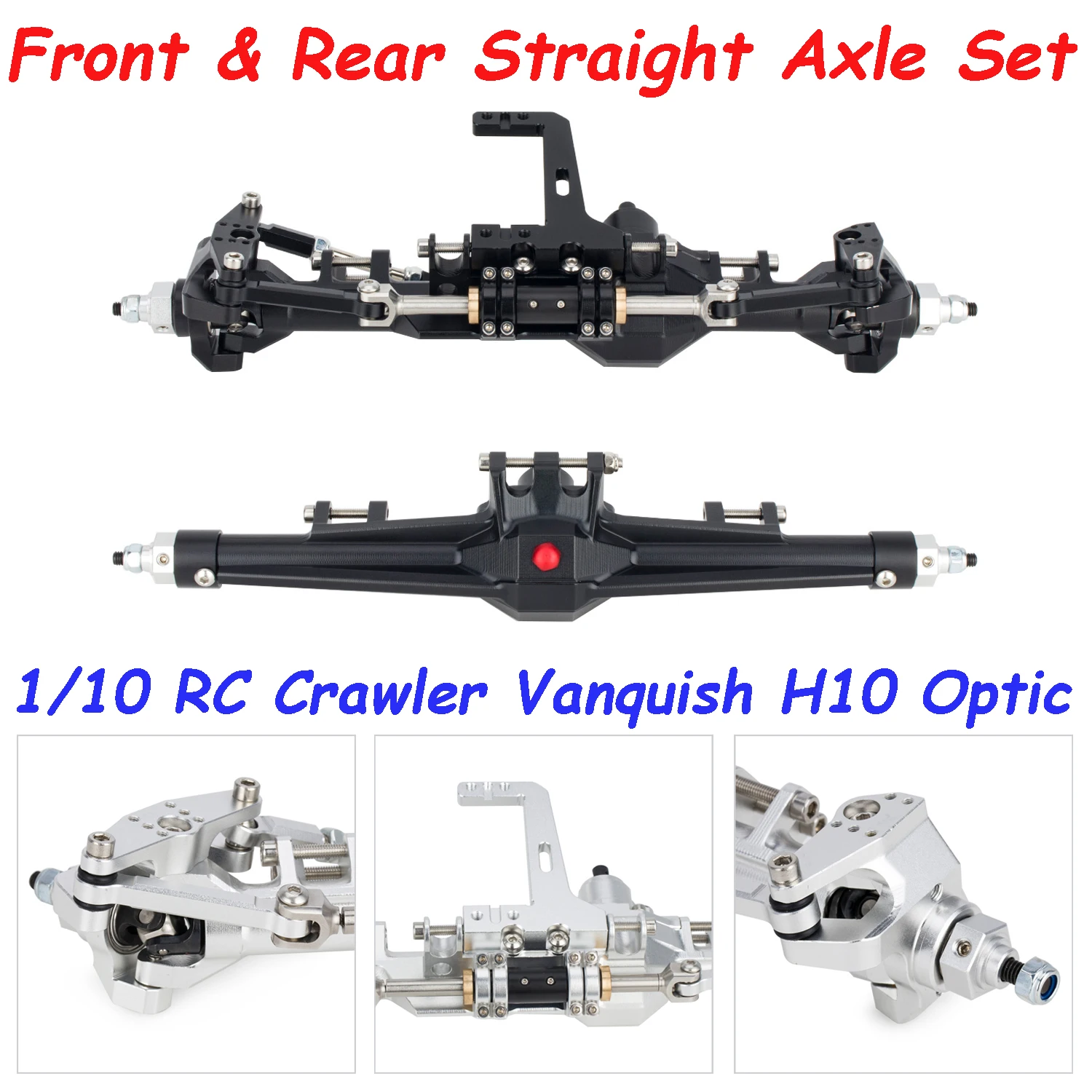 

YSIDO H10 CNC Aluminum Front Rear Straight Axle Combo Set for 1/10 Vanquish Products (VP) H10 Optic RC Crawler Car Upgrade Parts