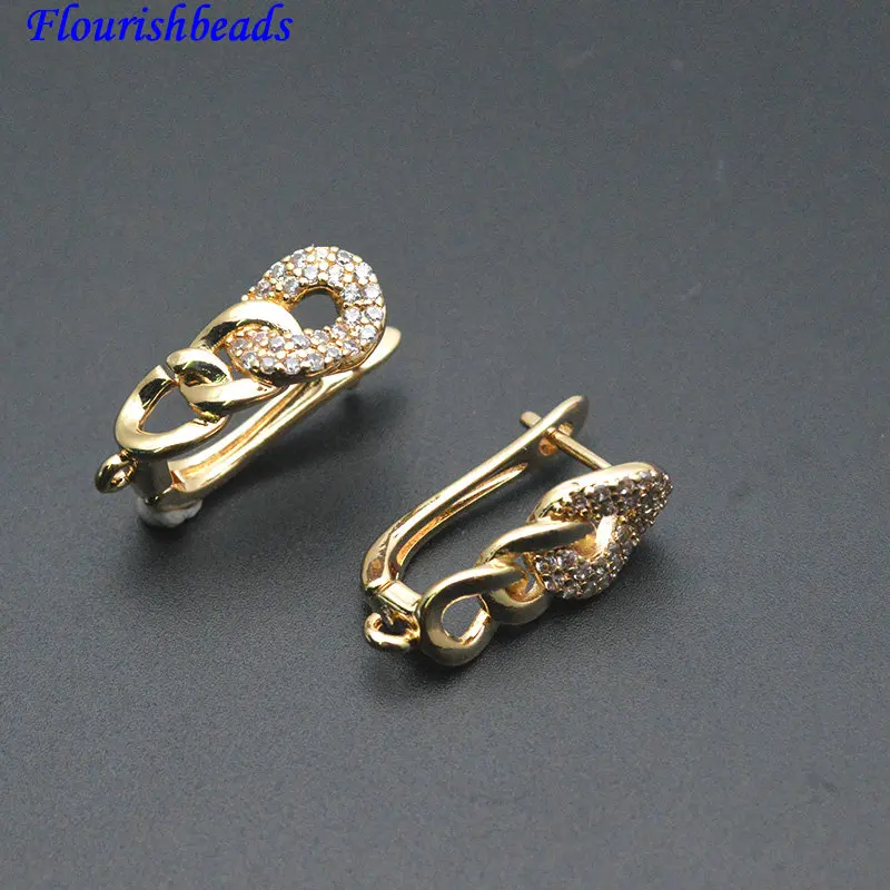 30pc New Design High Quality CZ Paved Zipper Shape Shvenzy Earring Hook Clasps