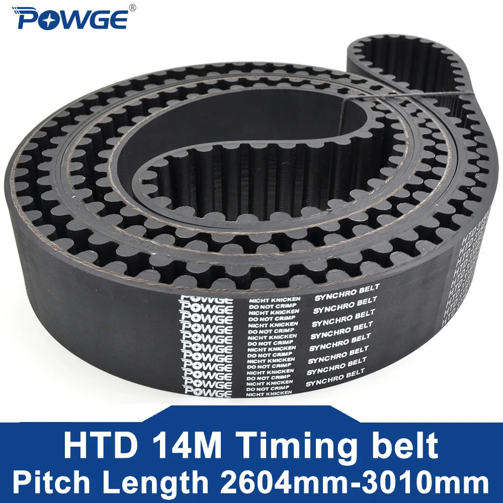 

POWGE HTD 14M Timing belt Lp= 2604 2632 2660 2688 2702 2716 2730 2758 2800 2856 2912 2926 2940 2968 3010 Width 20-125mm Rubber