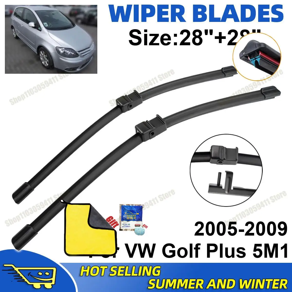 

2PCS Wiper Blades Set Kit For VW Golf Plus 5M1 2005-2009 Front Rear Wiper Blades Set Windshield Windscreen Car Accessories