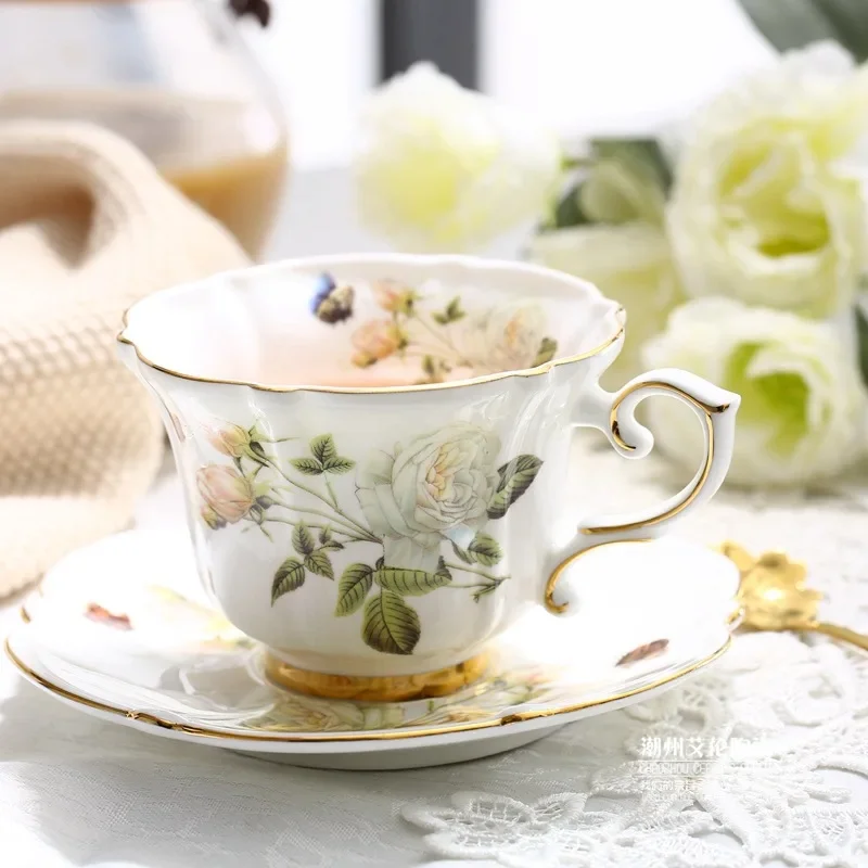 osso china conjunto de café estilo camélia porcelana britânica conjunto chá cerâmica pote creamer açúcar tigela chá bule xícara café coff