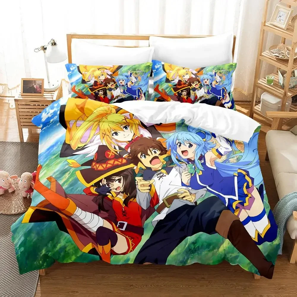 Anime KonoSuba Bedding Set Boys Girls Twin Queen Size Duvet Cover Pillowcase Bed Kids Adult Fashion Home Textileextile