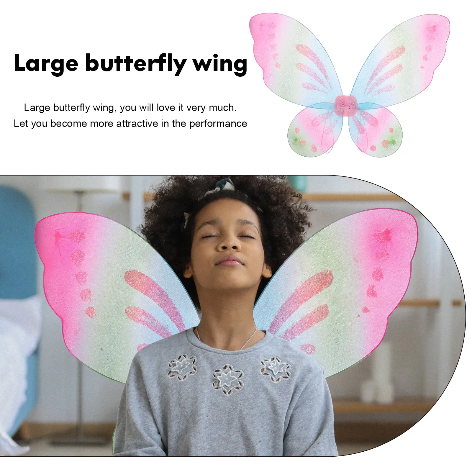 

Butterfly Wings Toys Colorful Fairy Angel Prop for Girl Party Cosplay Costume Stage Performance Photo Decoration Lightweight