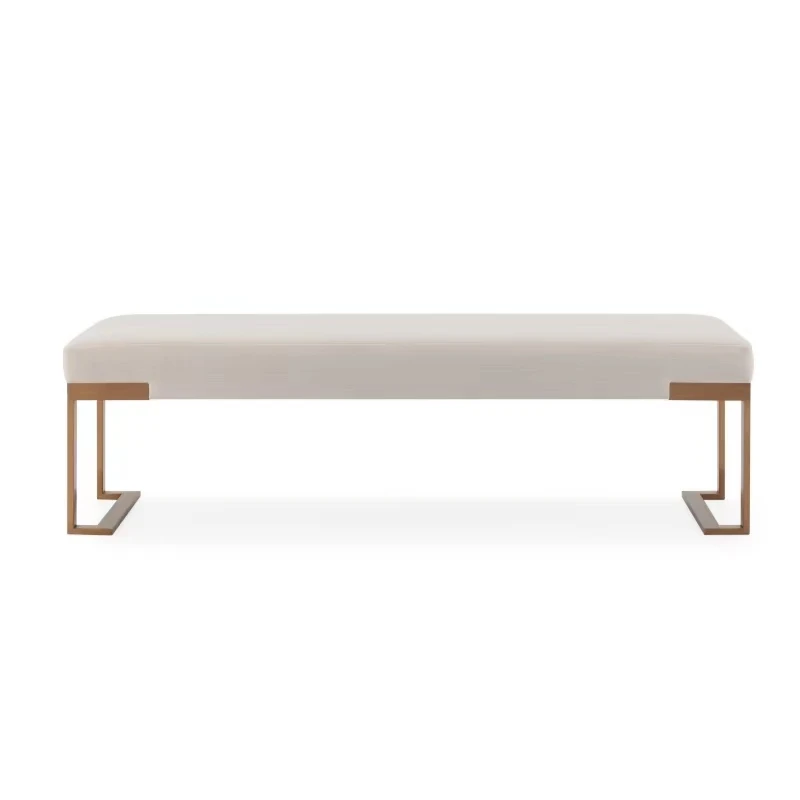 Modern Luxury Bedroom Italian Design Home Stainless Leg Stool Furniture Hotel Apartment Bed Fabric Bench