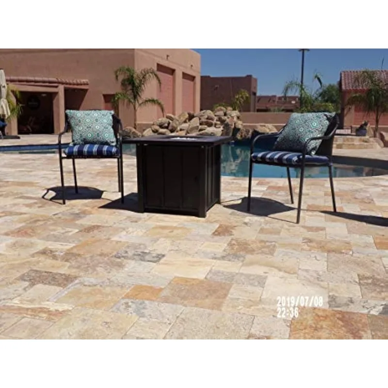 AFP-STT Outdoor Patio 40,000 BTU 30x30 Inch Square Tile Table Top Propane Fire Pit and Fire Glass