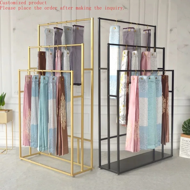 

Custom Cloth Shop Floor Hanging Fabric Display Racks / Scarf Display Stand / Curtain Display Rack
