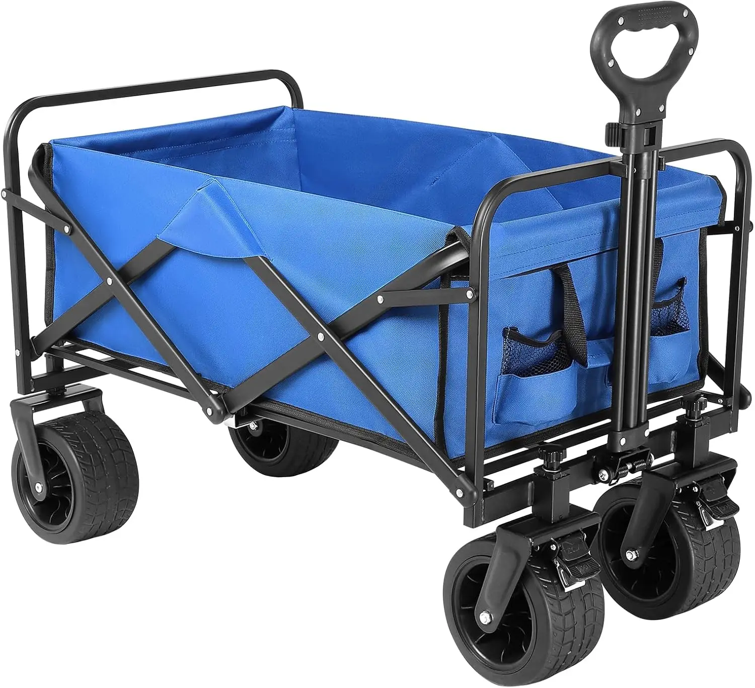 

This foldable trolley features large wheels and brakes, making it suitable for camping, sports, and outdoor activities.