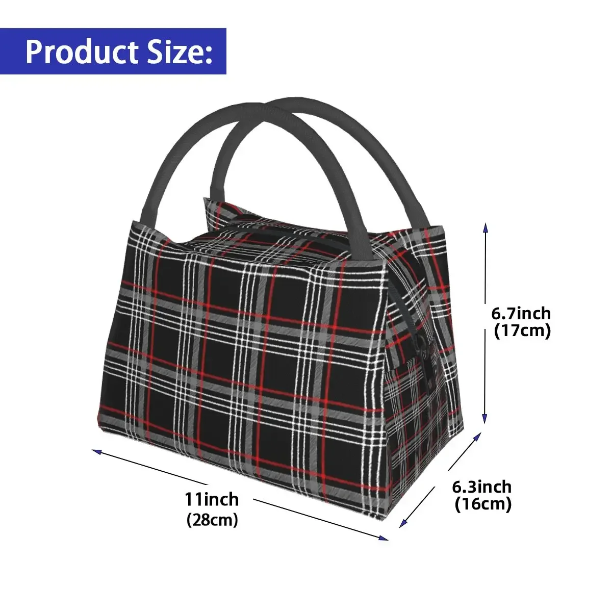 GTI-Boîte à bento isotherme en tartan, fourre-tout portable, sacs de pique-nique, sac isotherme, sac thermique pour femme, enfants, bureau