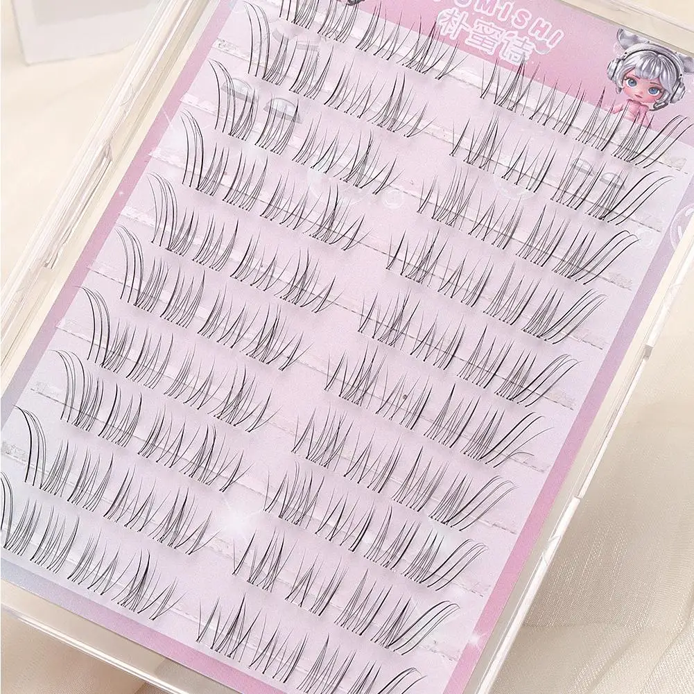 10 Rows Fox-style False Eyelashes Slender and Natural Lashes Cluster Winged Lash Extension Anime lashes